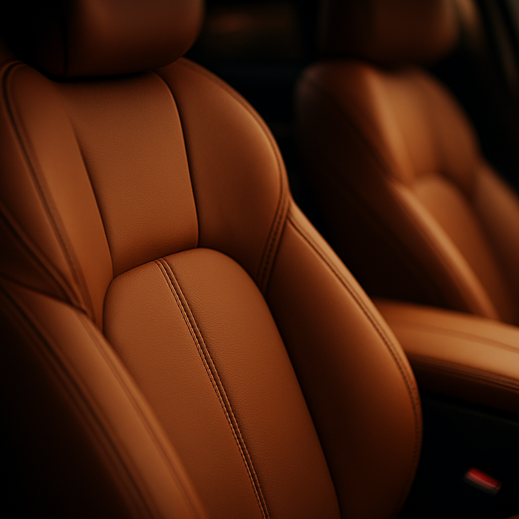Detail of a premium leather car interior